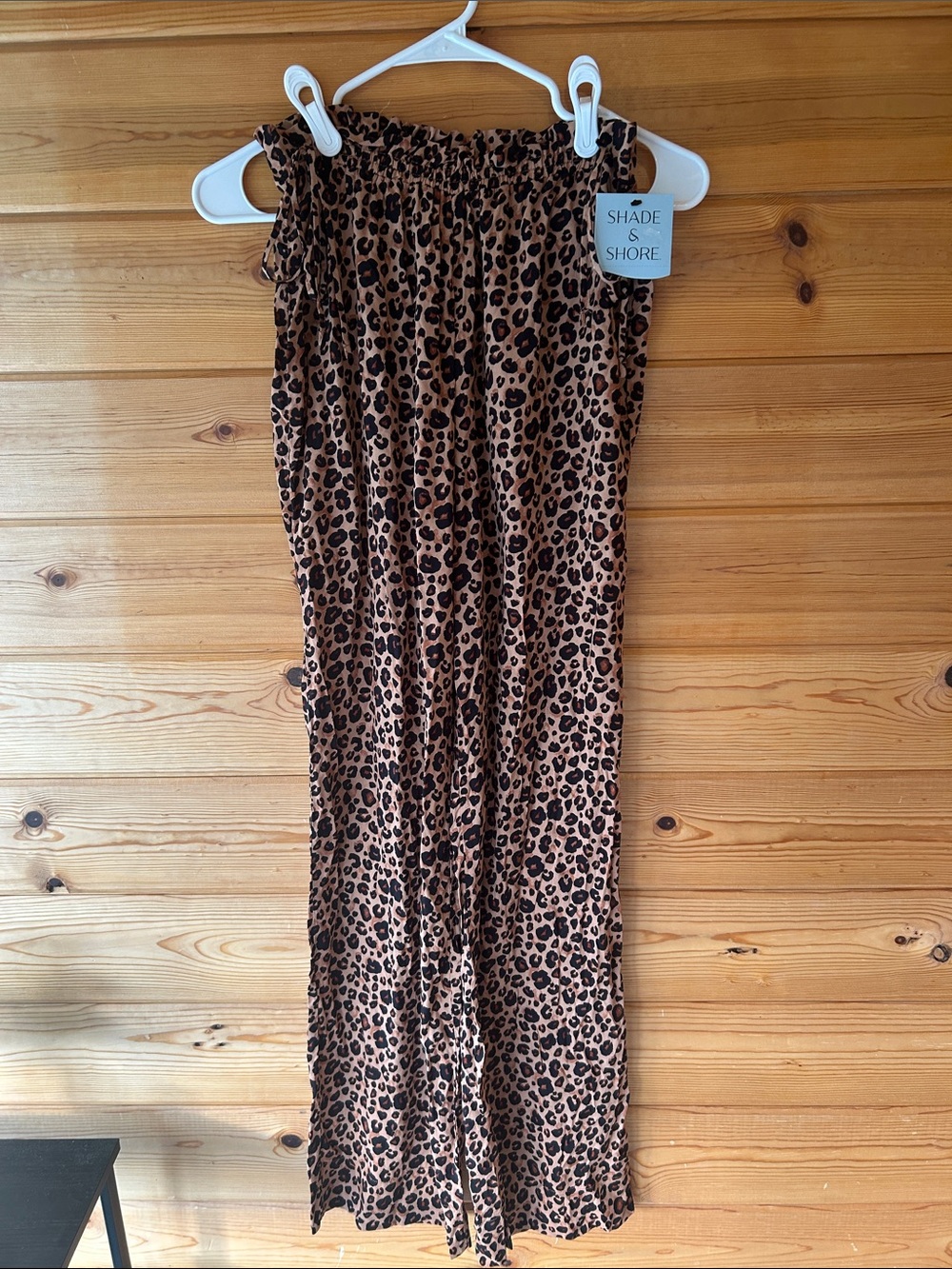 Shade & Shore Tan and Black Leopard Wide-Leg Pants